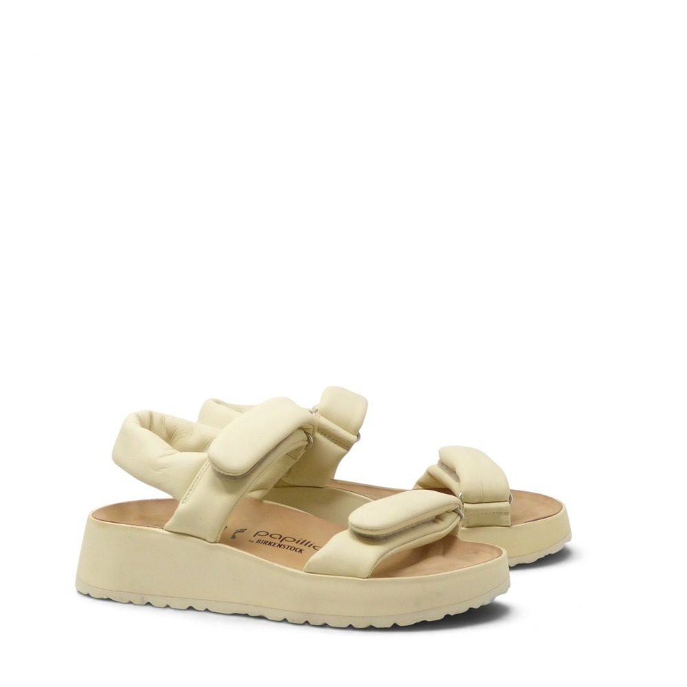 NEW Papillio by Birkenstock Theda Women Sandals Cream Platform Padded 38 / 7 N